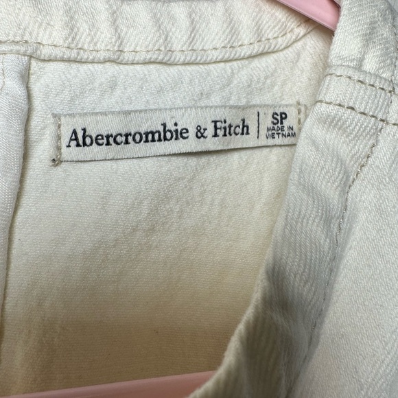 Abercrombie & Fitch Cream Sleeveless Denim Mini Dress with Corset Seaming Size S - Picture 4 of 11